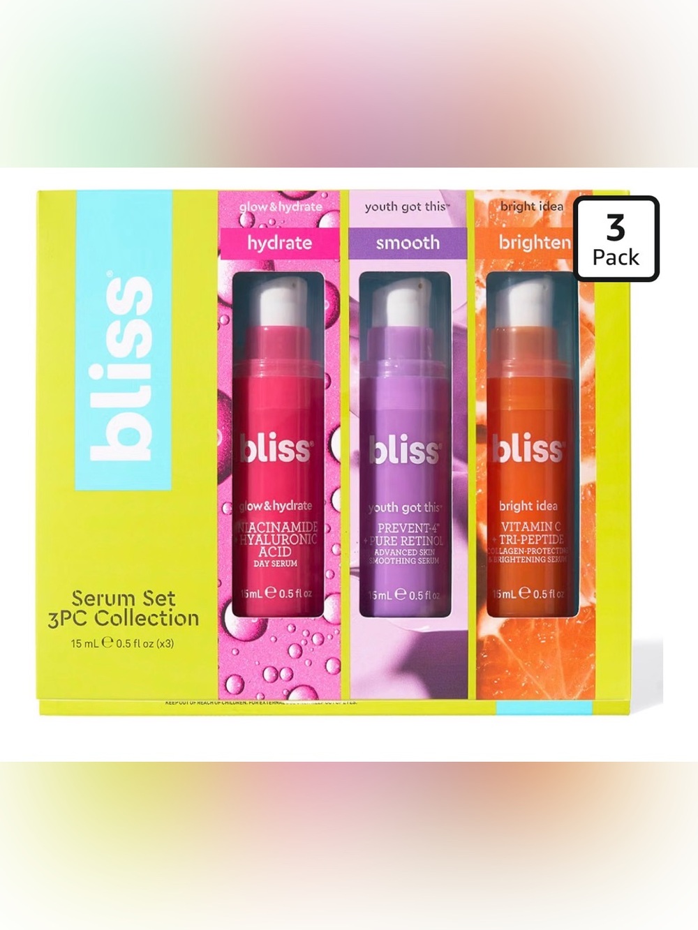 Bliss Mini Face Serum Kit - 3-Pack Skincare Collection - Cruelty-Free Vegan NIB